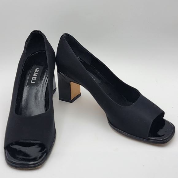 Vaneli Women's Black Peep Toe Heels SIZE 10. #1582 - Picture 1 of 7